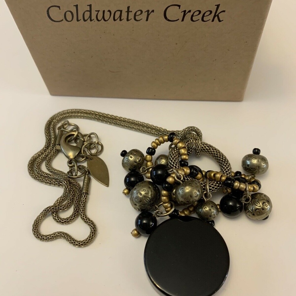 Coldwater Creek Mesh Beaded Pendant 18 Inch Necklace with Original Box